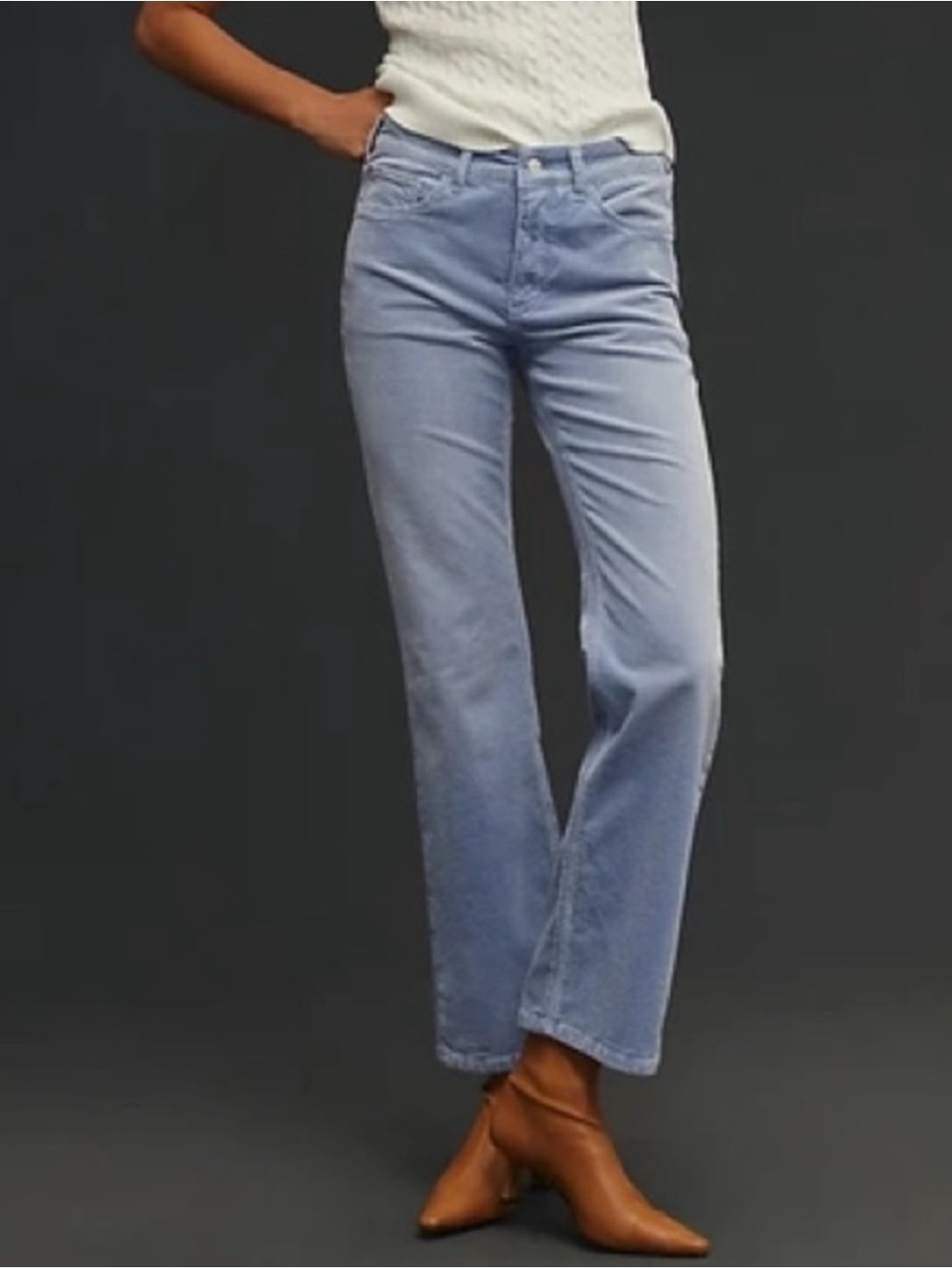 Anthropologie Pilcro The Yaya Mid-Rise Corduroy Crop Flare Pant Blue Size 29